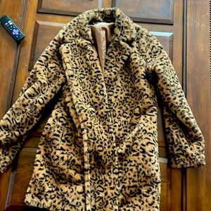Faux leopard print coat